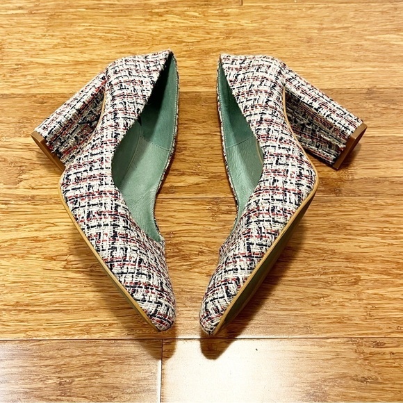 LAB by A.G. tweed chunky heels (gray, white, blue, red). Made in Spain. Size 9.5 - Picture 9 of 14